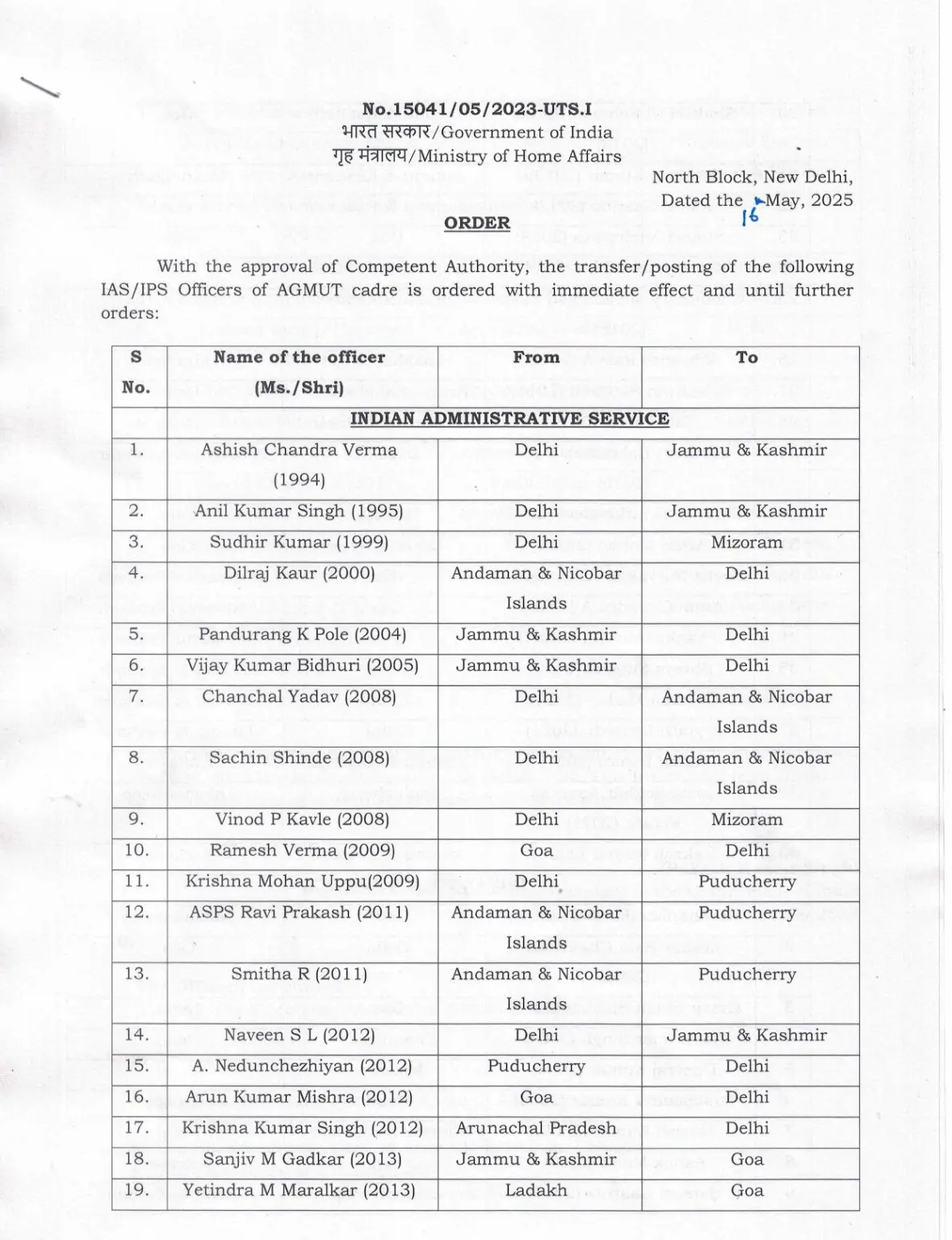 IAS-IPS Transfer List